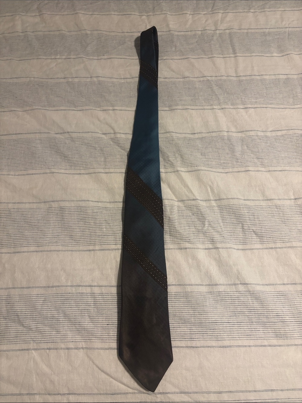 Men's Teal and Black Diagonal Stripe Tie